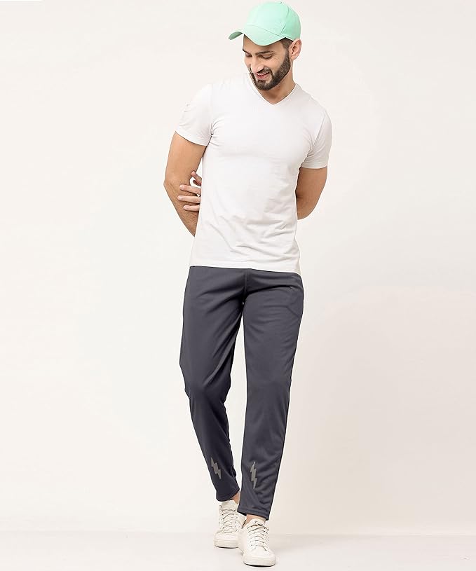 SWADESI STUFF Dry Fit Track Pant for Men | Slim Fit Running Gym Stretchable Sports Jogger with Reflective Logo