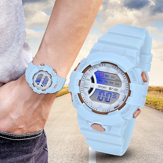 SWADESI STUFF Digital Multifunctional Pink Dial Sports Kids Watch for Boys & Girls