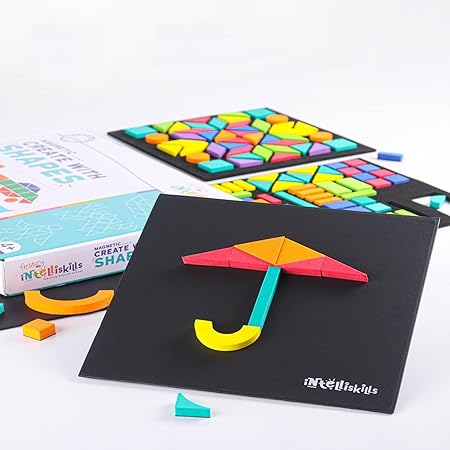 FIRSTCRY INTELLISKILLS Steam Series Magnetic Create With Shapes | 300+ Patterns Magnetic Shapes For Kids
