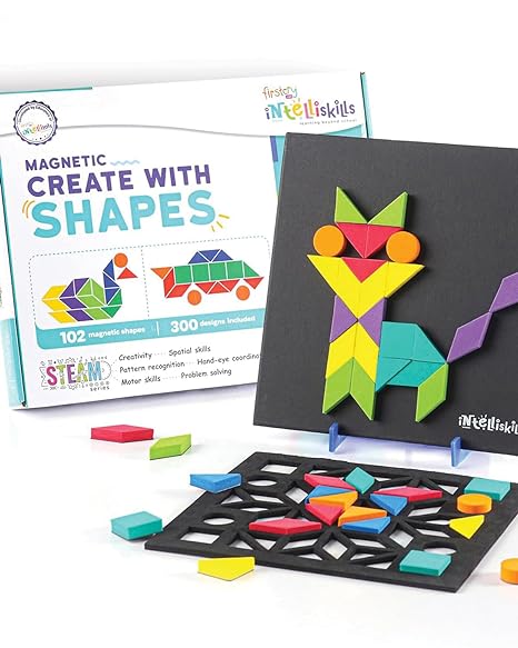 FIRSTCRY INTELLISKILLS Steam Series Magnetic Create With Shapes | 300+ Patterns Magnetic Shapes For Kids