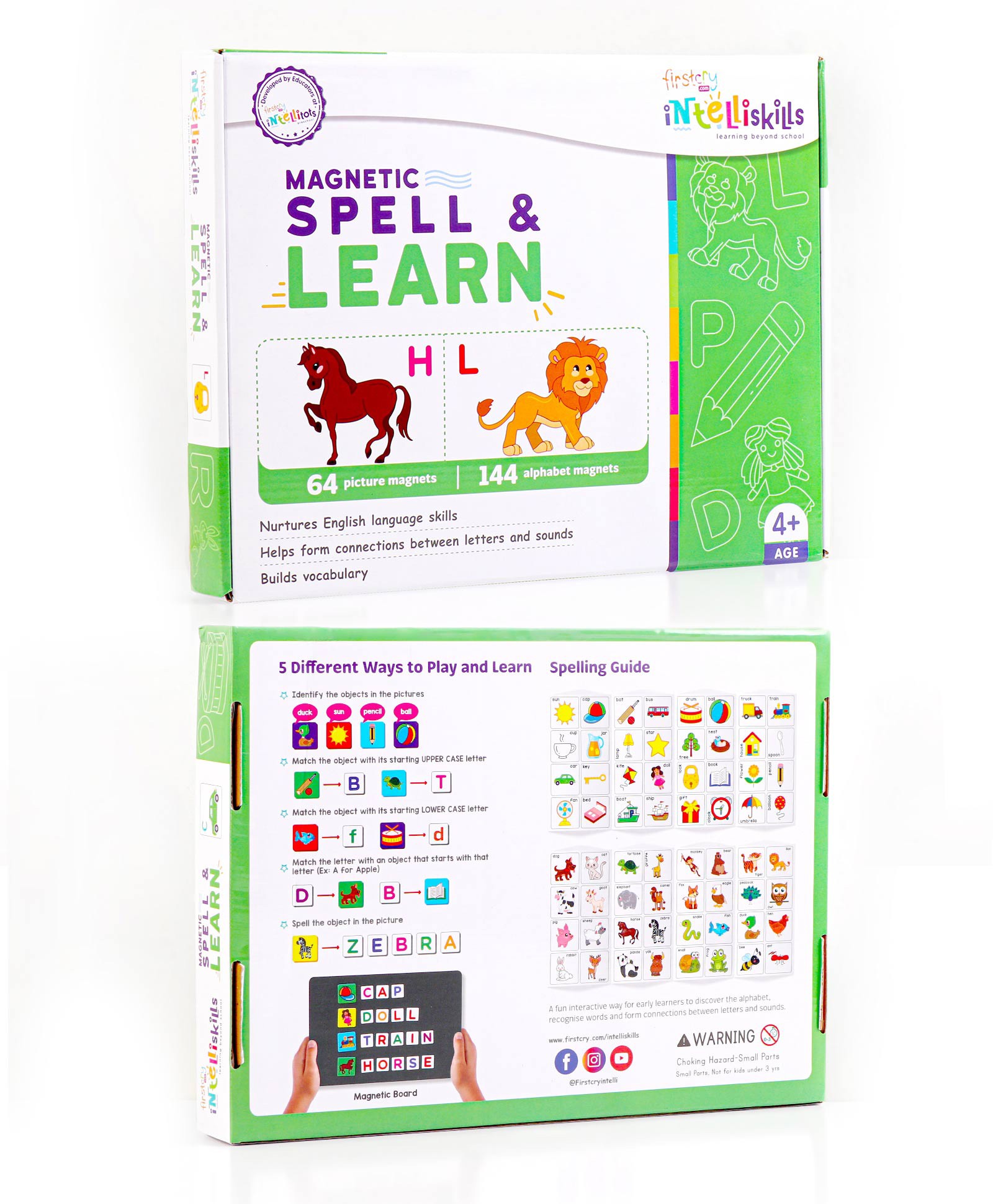 Intelliskills Language Series Magnetic Spell & Learn - 64 Picture & 144 Alphabet Magnets