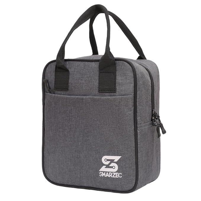 SMARZEC Insulated Tiffin Bag with Leakproof Hot and Cold Storage Design for Men, Women & Kids | Lunch Bag for Office, College, Picnic, School, Travel Bottle Holder with Multiple Pockets (Grey)