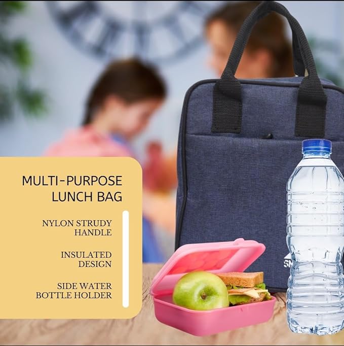 SMARZEC Insulated Tiffin Bag with Leakproof Hot and Cold Storage Design for Men, Women & Kids | Lunch Bag for Office, College, Picnic, School, Travel Bottle Holder with Multiple Pockets (Grey)