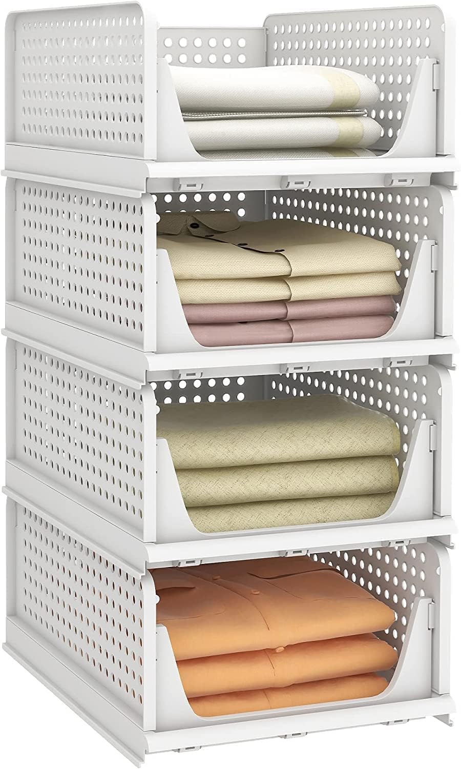 Zollyss Clothes Organiser for Wardrobe Cupboard Organizer for Clothes Foldable and Stackable Closet Organizer for Wardrobe Drawer Organizer for Clothes Plastic, 4 Pcs