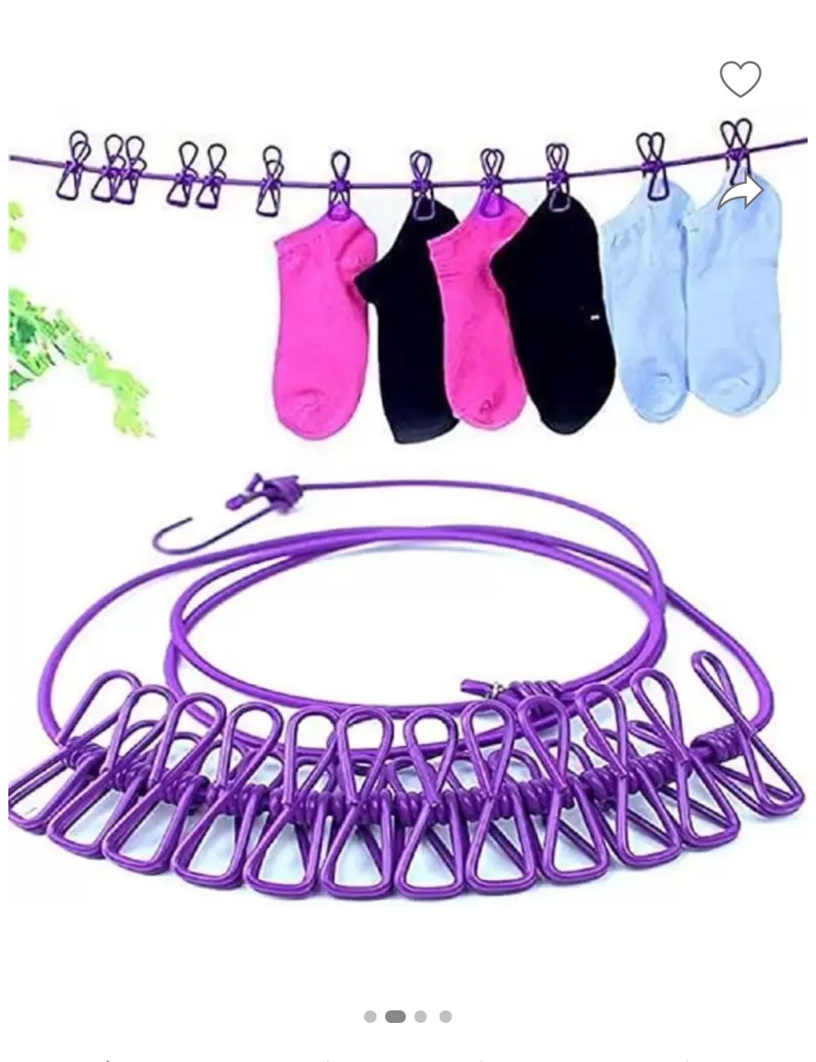 Sadvidhya Cloth-Drying Rope with Hooks Elastic Cloth Hanging 12 Clips Aluminium, Silicone Clothesline  (1.85 m)