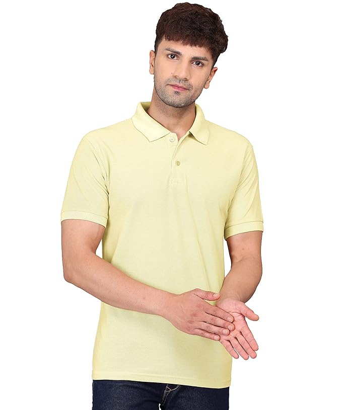 SWADESI STUFF Regular Fit Rich Solid Cotton Polo T-Shirt for Men
