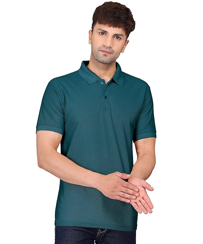 SWADESI STUFF Regular Fit Rich Solid Cotton Polo T-Shirt for Men