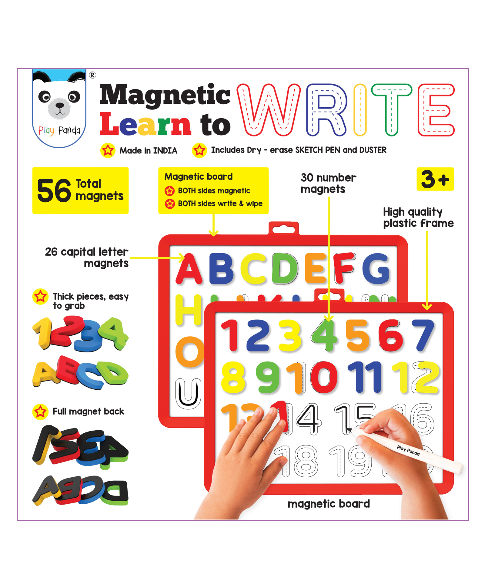 Play Panda Magnetic Learn To Write Capital Letters and Numbers - 56 Pieces