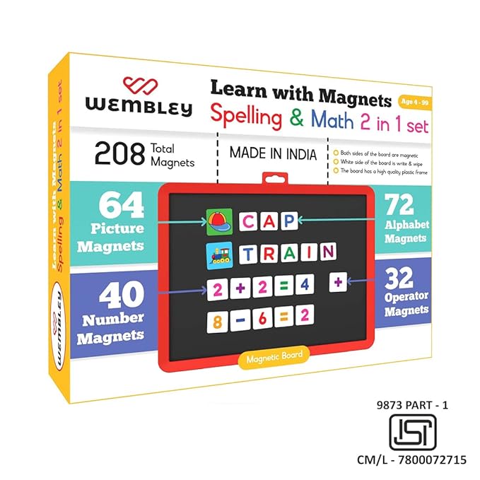 Wembley Alphabet learning and educational toy with Magnetic Board Pen and Duster for Kid  (Multicolor, White)