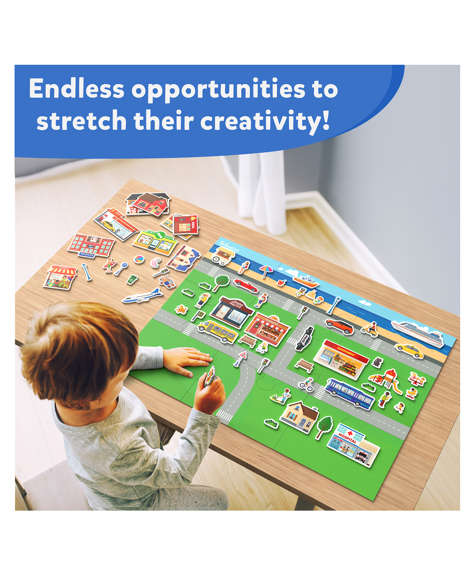 Skillmatics Creative Toy Magnetopia Design Your City Interactive Pretend Play Set for Kids