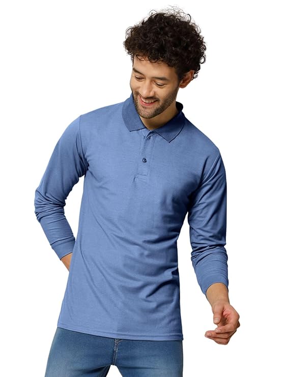 SWADESI STUFF Trendy Solid Colors Long Sleeve Regular Fit Men's Polo