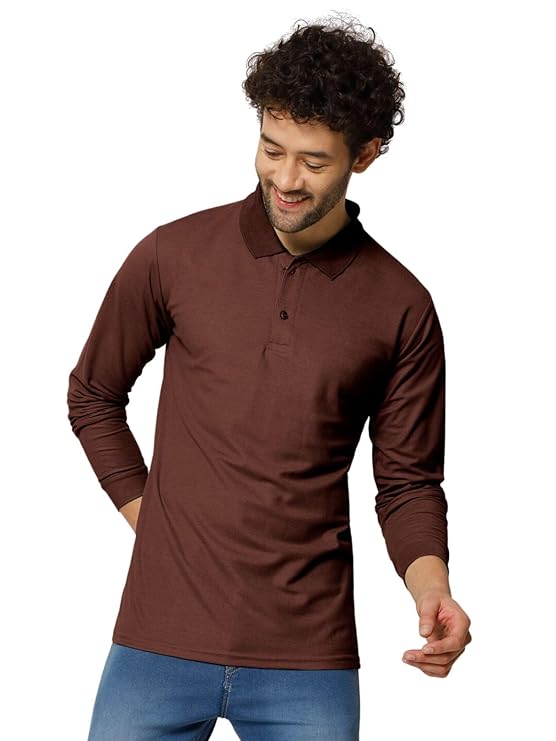 SWADESI STUFF Trendy Solid Colors Long Sleeve Regular Fit Men's Polo