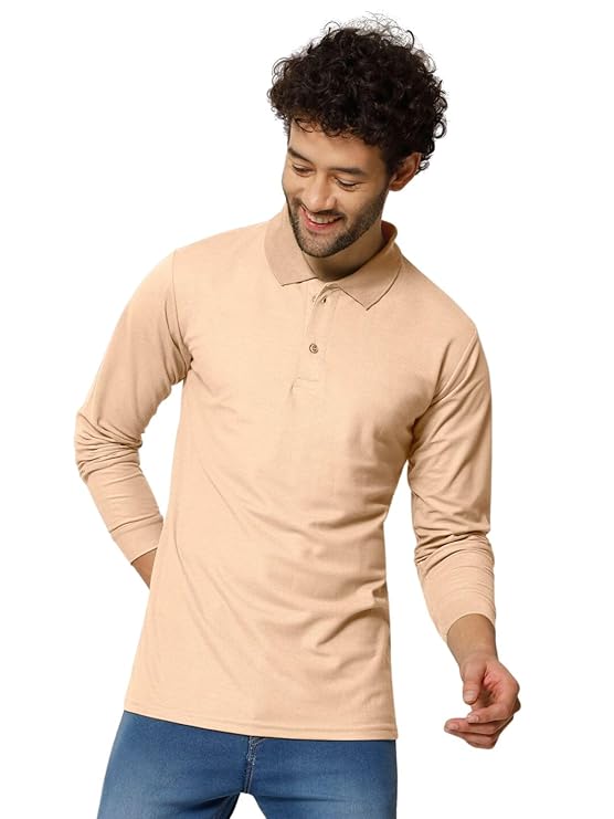 SWADESI STUFF Trendy Solid Colors Long Sleeve Regular Fit Men's Polo