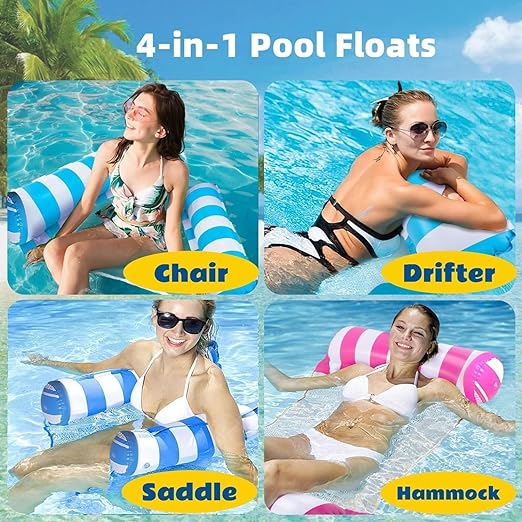 Water Pool Lounge Bed Swim Chair Beach Swimming Pool Hammock Seats Portable Water Floats Bed for Party Vacation Fun Rest Saddle Beach Drifter