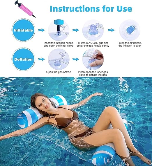 Water Pool Lounge Bed Swim Chair Beach Swimming Pool Hammock Seats Portable Water Floats Bed for Party Vacation Fun Rest Saddle Beach Drifter