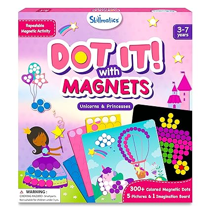 Skillmatics Art Activity - Dot It with Magnets Unicorns & Princesses, No Mess Repeatable Art for Kids, DIY Craft Kits, Gifts for Ages 4, 5, 6, 7