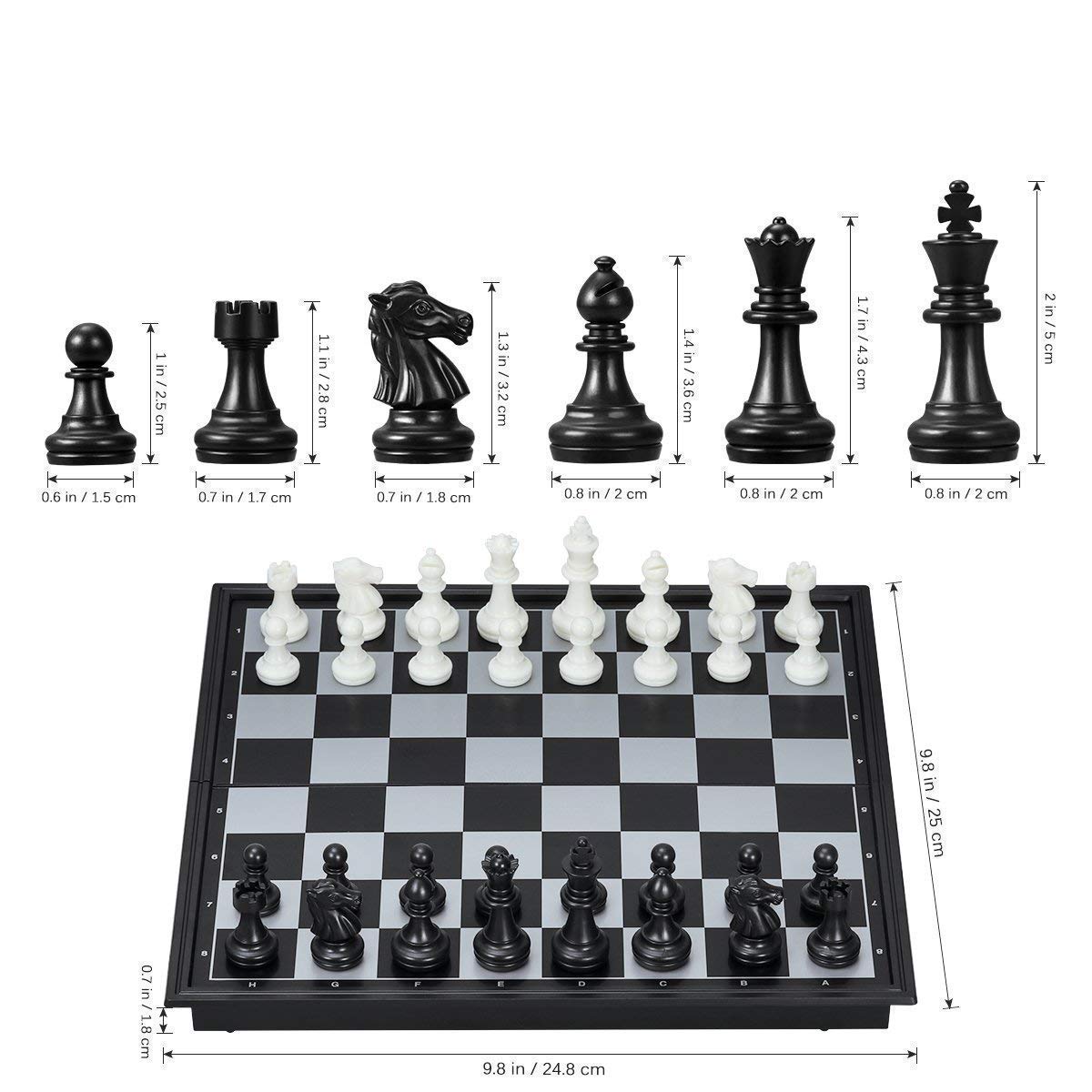 VHKD Magnetic Educational Toys Travel Chess Set with Folding Board for Kids and Adults 10 Inch Folding Chess Board Black Color