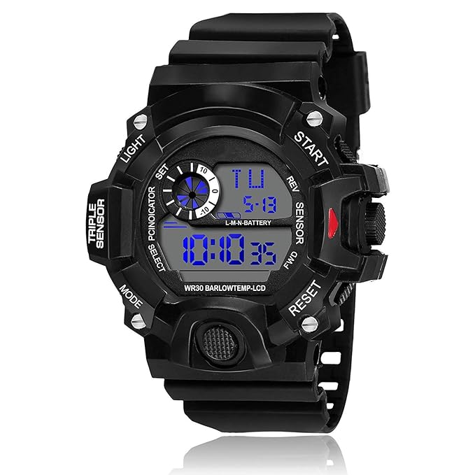 SWADESI STUFF Digital Multi Functional Black Dial Watch for Men & Boys