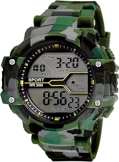 SWADESI STUFF Digital Army Green Black Dial Watch for Men & Boys