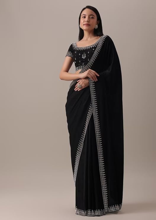SWADESI STUFF Georgette Saree with Banglory Silk Blouse & Stunning Crystal Fix Embellishments - Ethnic Wear for Women