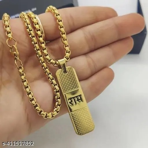 Esspy Gold-Plated Premium Om & Ram Pendant Chain Necklace For Men