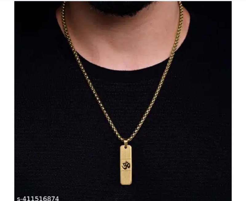 Esspy Gold-Plated Premium Om  Pendant Chain Necklace For Men