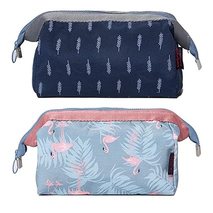 TAGUDA Pack of 2 12 Cms Cosmetic Toiletry Makeup Vanity Shaving Household Grooming Travel Storage Organizer Bags Pouch Kit Pack For Unisex Travel - TG12 (Multicolor)