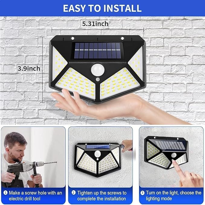 Vont LED Bright Outdoor Solar Lights with Motion Sensor Solar Powered Wireless Waterproof Night Spotlight for Outdoor/Garden Wall, Solar Lights for Home (led 100)
