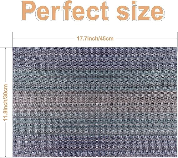Wosta Set of 8 Pcs Placemats with Vinyl Style Natural Anti-Slip Bamboo Placemats Washable Heat-Resistant Table Mats for Dining Room and Kitchen (Blue)