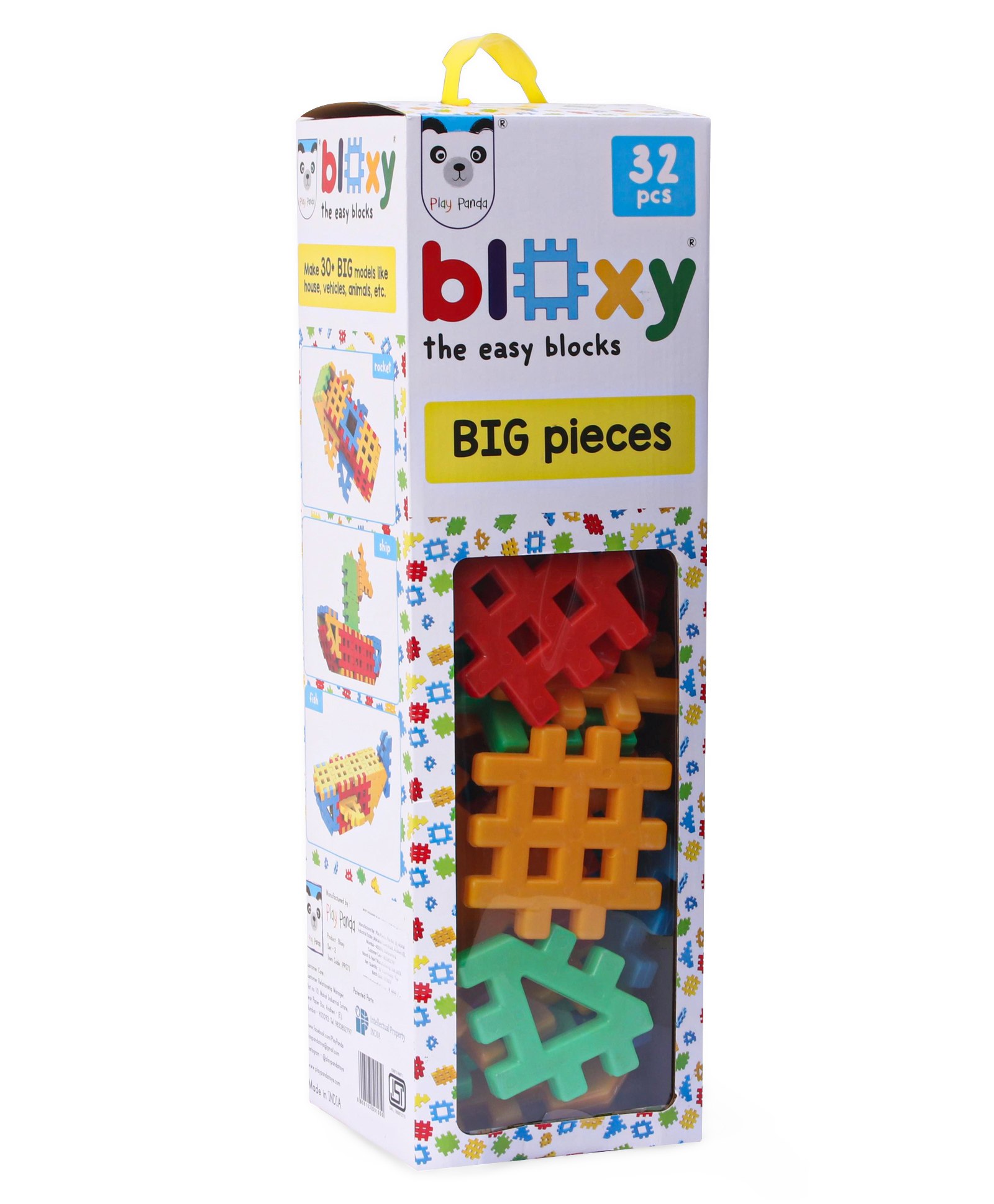 Play Panda Big Pieces Bloxy Set Make 30 Models Multicolour - 32 Pieces