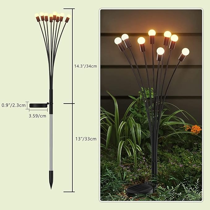 HKV Metal Firefly Outdoor Solar Lights|6 Led|With Flash Mode