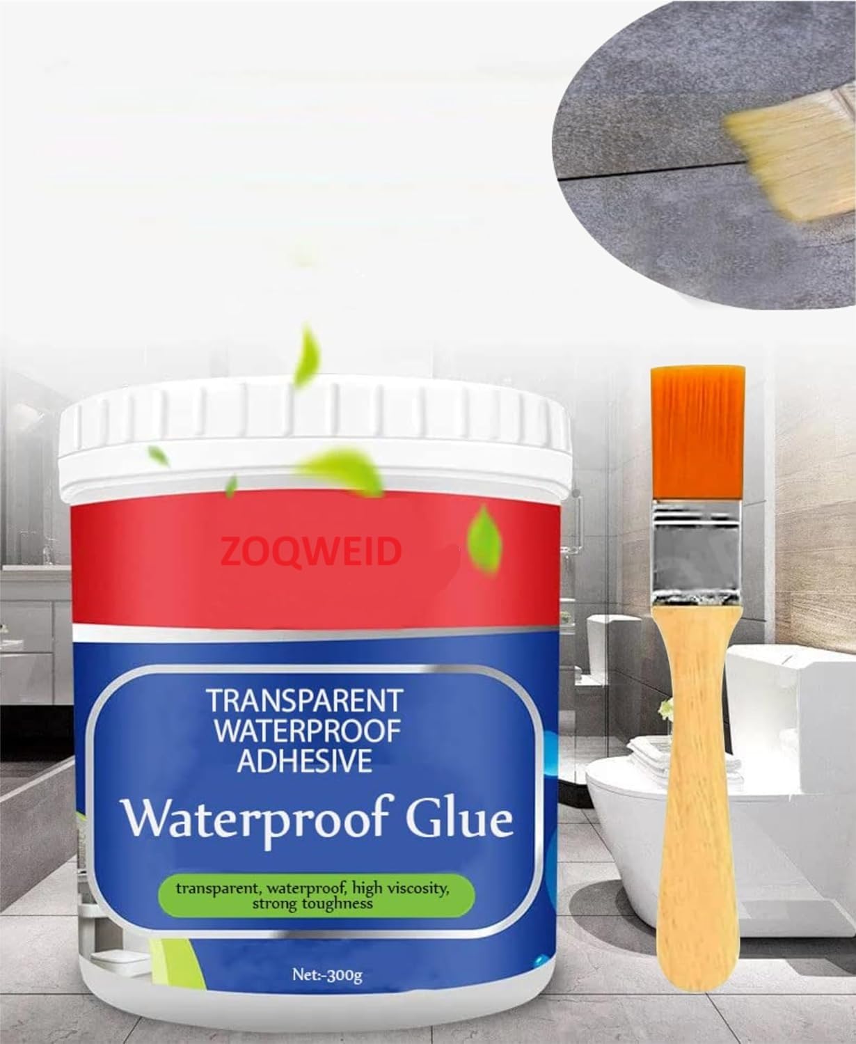 Crack Seal Glue 300gm with Brush Transparent Waterproof Glue for Roof Leakage Crack Seal Agent Roof Water Leakage Solution Water Proof Glue Waterproofing for Pipe Wall Tiles (silver, 1)