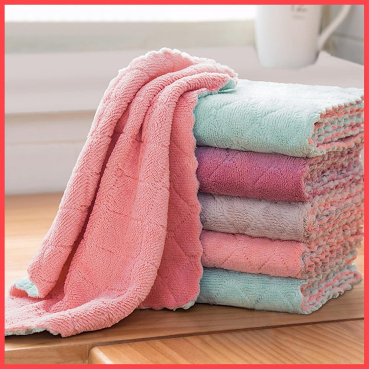 Zollyss Microfiber Cleaning Cloths| Highly Absorbent Lint and Streak Free Multipurpose Wash Cloth Towel Scrubber Duster for Kitchen, Car, Window, Stainless Steel, Silverware (Pack of 5, Multicolor)