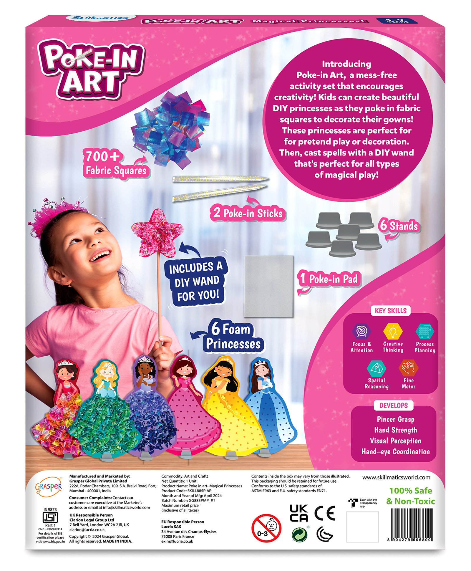 Skillmatics Art & Craft Activity - Poke-in Art Magical Princesses, Mess-Free Art for Kids