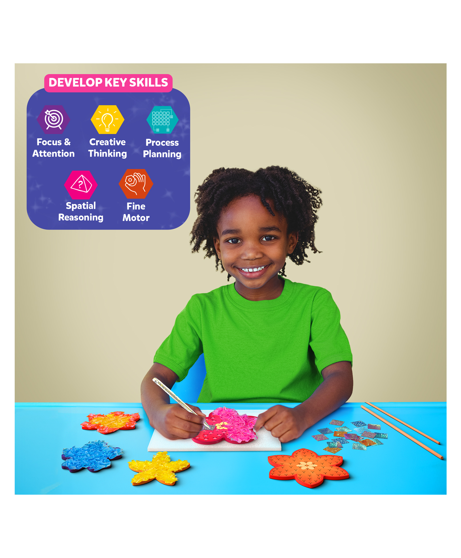 Skillmatics Art & Craft Activity - Poke-in Art Flower Bouquet Mess-Free Art for Kids