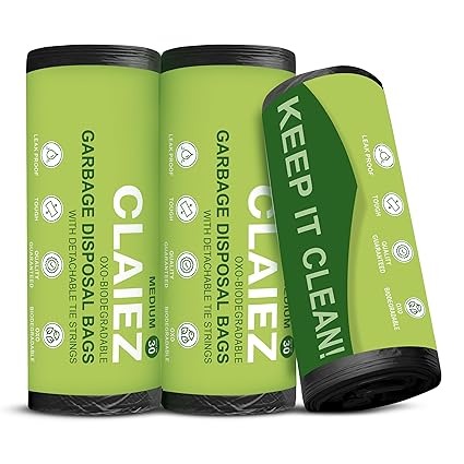 Claiez Garbage Bags for Dustbin - Medium 19 x 21 Inches | 30 piece per Roll (Pack of 3, Black)