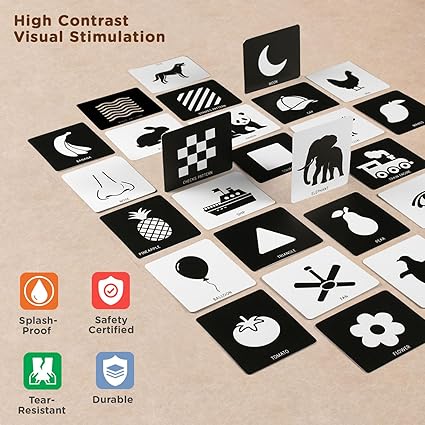 Play Nation Newborn & Infants High Contrast Premium Flash Cards | 30 Black & White Cards | Fun & Easy Learning Way for Babies | Best Birthday Gift for Babies | 0-12 Months | BIS Certified