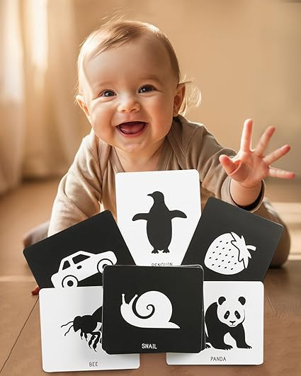 Play Nation Newborn & Infants High Contrast Premium Flash Cards | 30 Black & White Cards | Fun & Easy Learning Way for Babies | Best Birthday Gift for Babies | 0-12 Months | BIS Certified