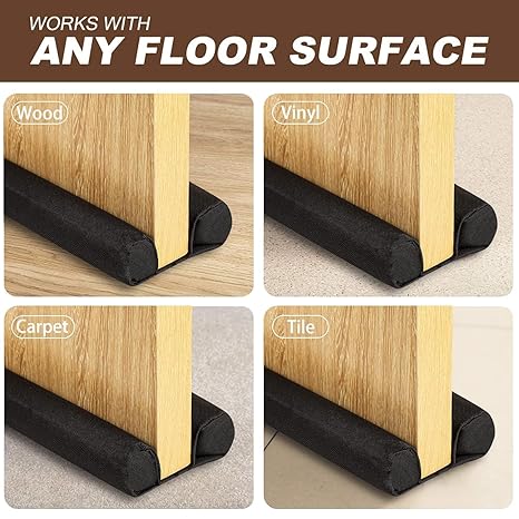 Claiez 39Inch Door Bottom Gap Filler Strip, Stop Outside Dust, Hot Air, Insects, Water, Use in Wooden, Steel, Fiber, Plastic Doors 20mm Thickness Black Pack of 3
