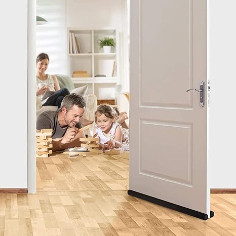 Claiez 39Inch Door Bottom Gap Filler Strip, Stop Outside Dust, Hot Air, Insects, Water, Use in Wooden, Steel, Fiber, Plastic Doors 20mm Thickness Black Pack of 3
