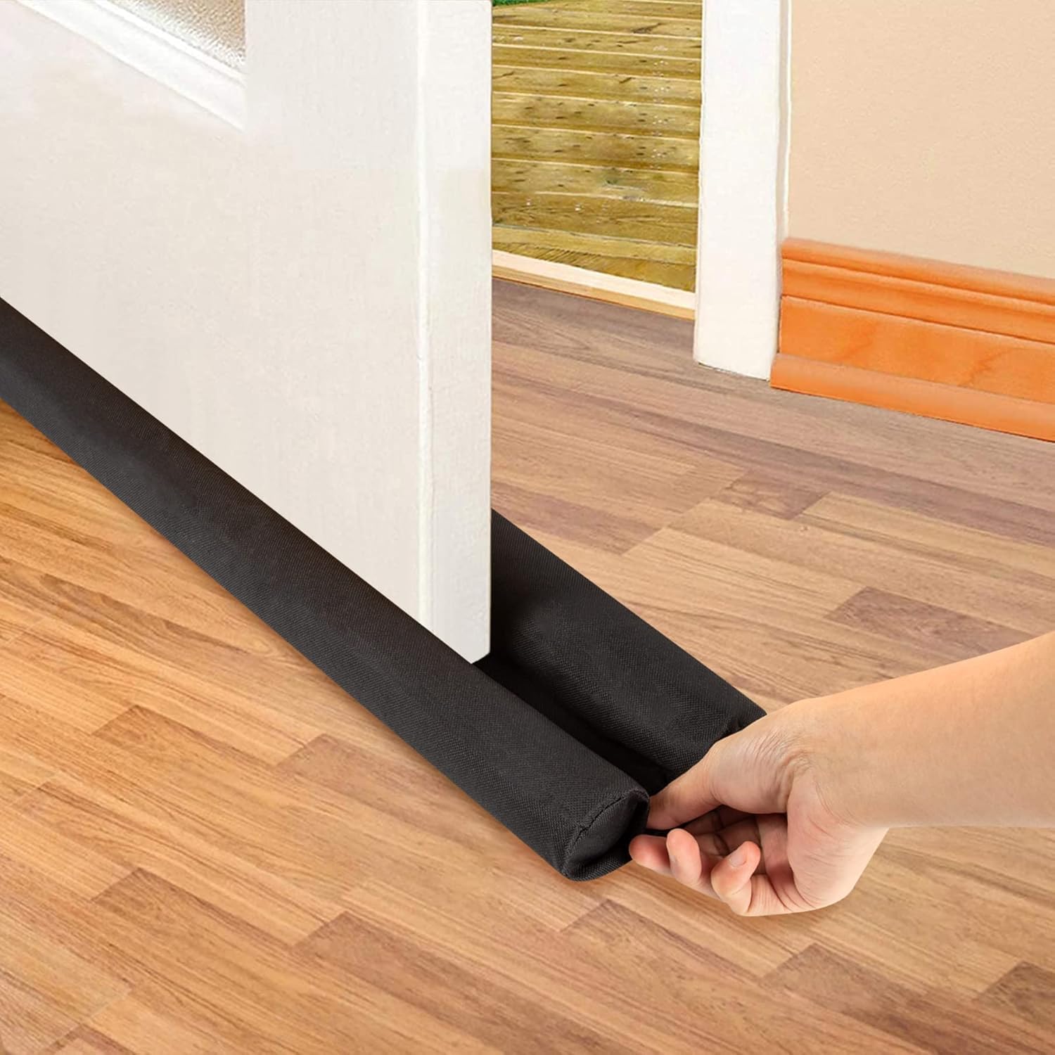 Claiez 39Inch Door Bottom Gap Filler Strip, Stop Outside Dust, Hot Air, Insects, Water, Use in Wooden, Steel, Fiber, Plastic Doors 20mm Thickness Black Pack of 3