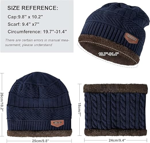 Fitness Mantra® Beanie Cap & Muffler for Men & Women| Beanie Cap| Woolen Topaa| Winter Cap| Head & Neck Warmer| 1 Set|