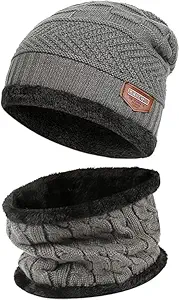 Fitness Mantra® Beanie Cap & Muffler for Men & Women| Beanie Cap| Woolen Topaa| Winter Cap| Head & Neck Warmer| 1 Set|