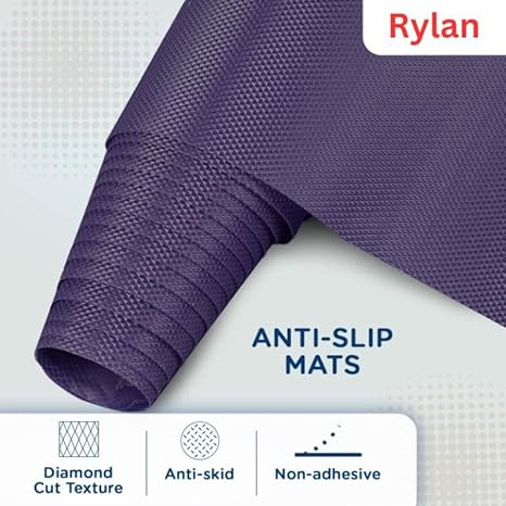 Rylan (45 cm x 5 m) Multipurpose Anti-Slip Mat, Sheet for Fridge, Kitchens, Cupboard, Drawers, Shelf Liner | Super Strong EVA, Water Resistant (Diamond Texture, Purple)