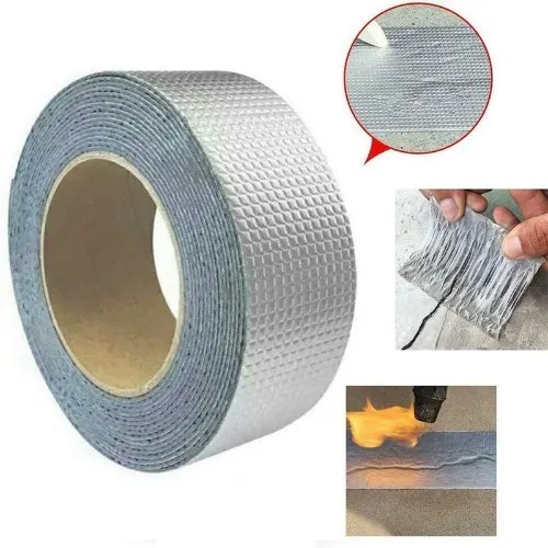QOZWEID Suitable for Roof Leak, surface Crack, Window Sill Gap, Home Renovation no Super Strong Adhesive Waterproof Permanent Repair Aluminum Butyl Tape (Manual)  (Set of 1, Silver, off silver)
