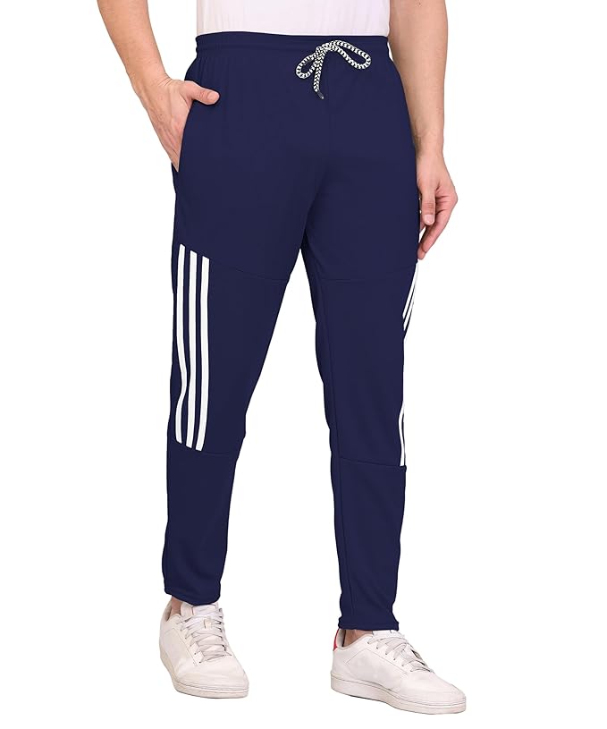 SWADESI STUFF Athletic Track Pants for Men with Zipper Pockets | Stylish Regular Fit Stretchable Joggers