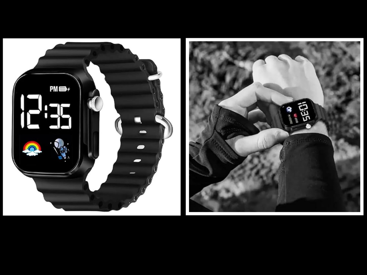 SWADESI STUFF Digital Kids Watch for Boys & Girls, 3-16 Years, Date & Month Display, Rainbow & Astronaut Display