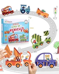 Intelliskills Premium 32 Pcs Level Up Vehicles Thick & Glossy Transport Puzzles| Educational Jigsaw Puzzle| Fun with Learning Toy Game|8 Piece Vehicle Puzzles| Game for Kids 4 Yrs & Up