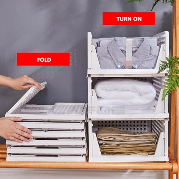 Rylan 1 Pieces Clothes Organizer For Wardrobe Cupboard Organizer For Clothes Foldable And Stackable Closet Organizer Drawer Organizer For Clothes, Almirah Space Organizer For Cupboard-White