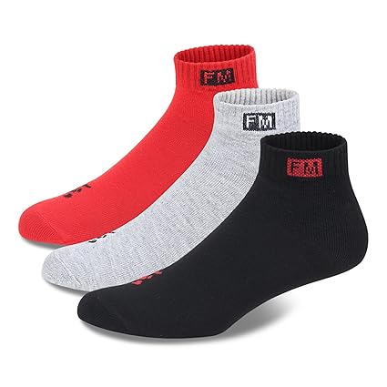 Fitness Mantra® Athletic Special Design Sneaker Length Socks |Free Size |Pack of 3 Pairs |Activewear Sports Socks|